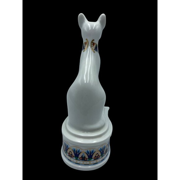 Elizabeth Arden Treasures Of The Pharaohs White Ceramic Cat Figurine Trinket Box - Picture 5 of 16